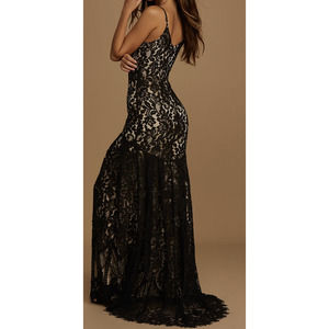 LULU'S sz S Flynn Black Lace Maxi Dress NWOT B97